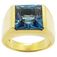London Blue Topaz Ring Set in 18 Karat Gold Settings