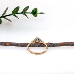 London Blue Topaz Ring w Natural Diamond Accents in 14K Yellow Gold  Round 6mm