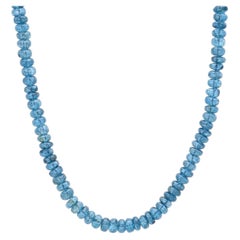 London Blue Topaz Rondelle Necklace with 14k Gold, 16"