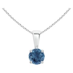 Halskette mit Solitär-Anhänger aus London-Blauem Topas in Sterlingsilber