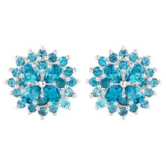 London Blue Topaz Stud Earrings 2.80 Carats