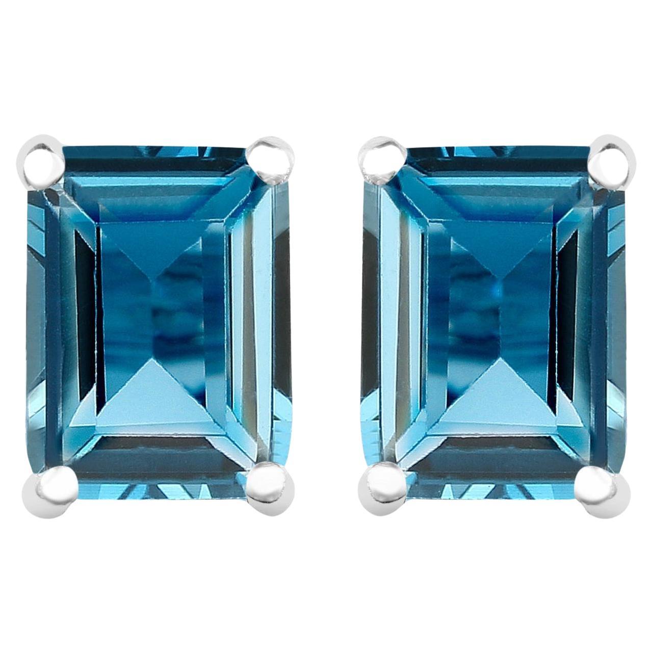 Londoner Blauer Topas-Ohrstecker 3.24 Karat im Angebot