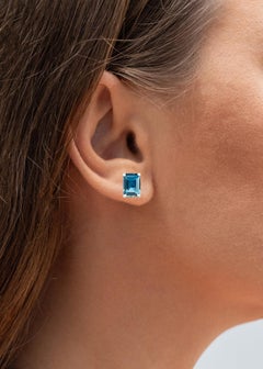 London Blue Topaz Stud Earrings 3.88 Carats