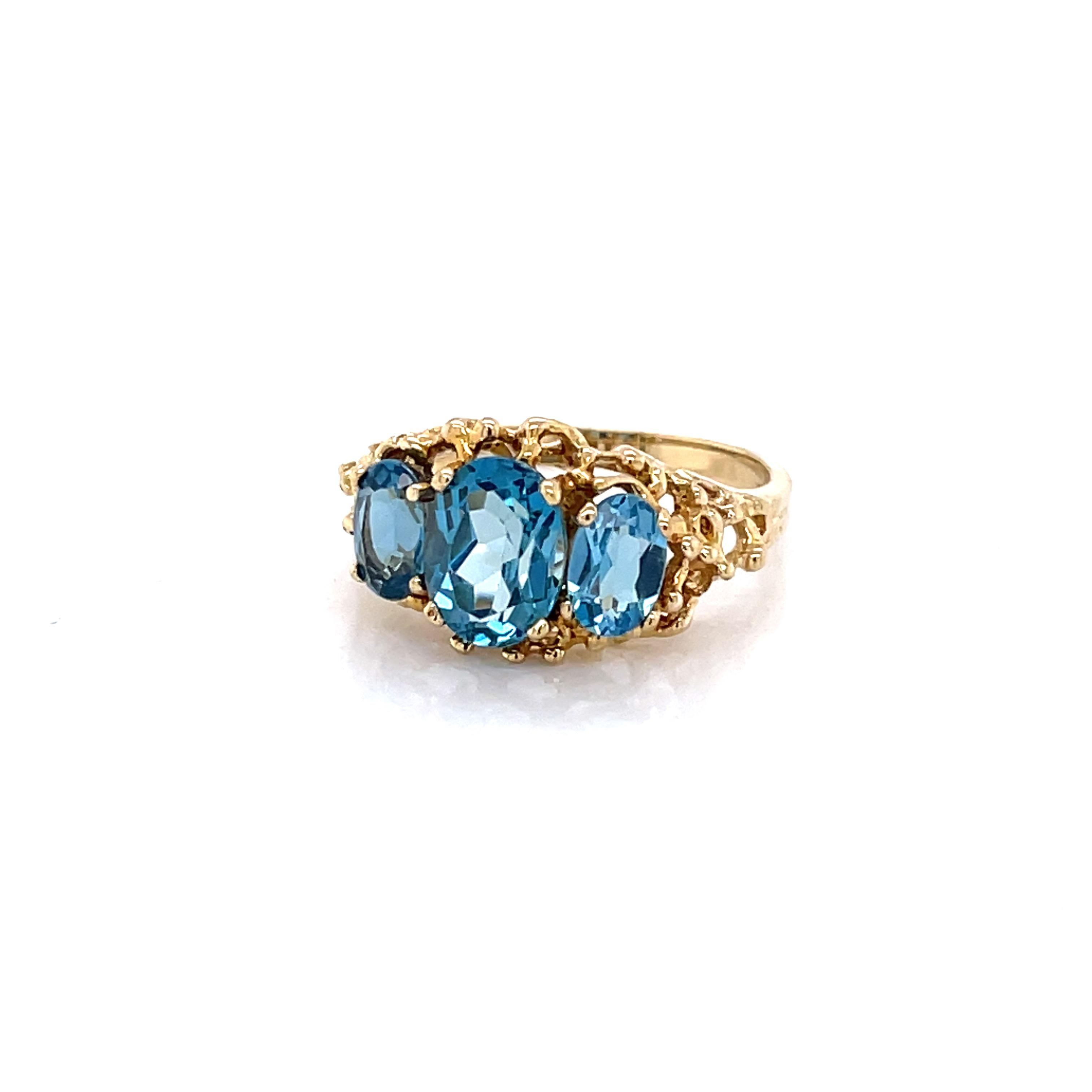 3 stone blue topaz ring