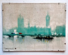 "London...... Calling" Oil on Masonite Painting by W. Stilson, American, 1960's