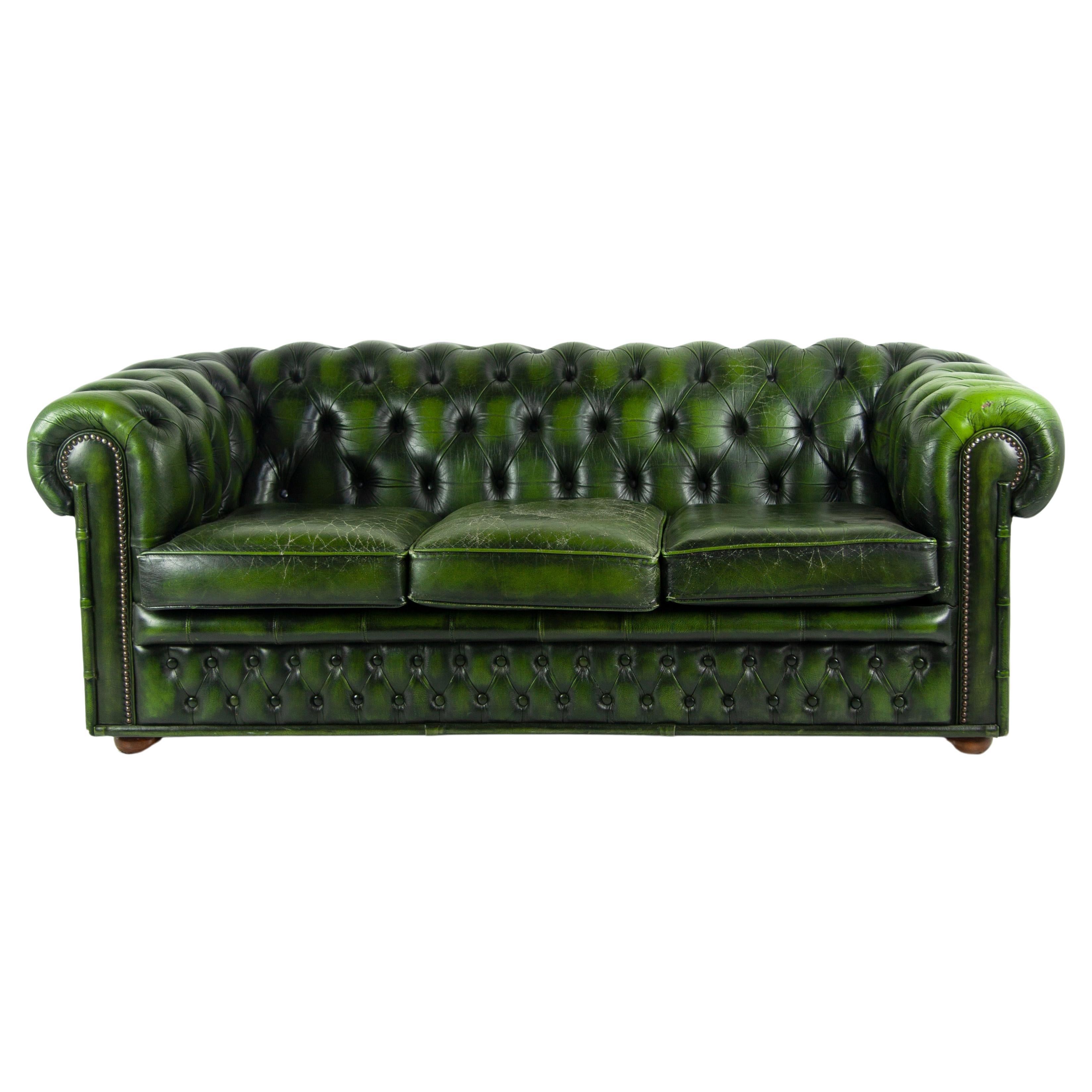 London Chesterfield Sofa in Petrol Green, 1960s