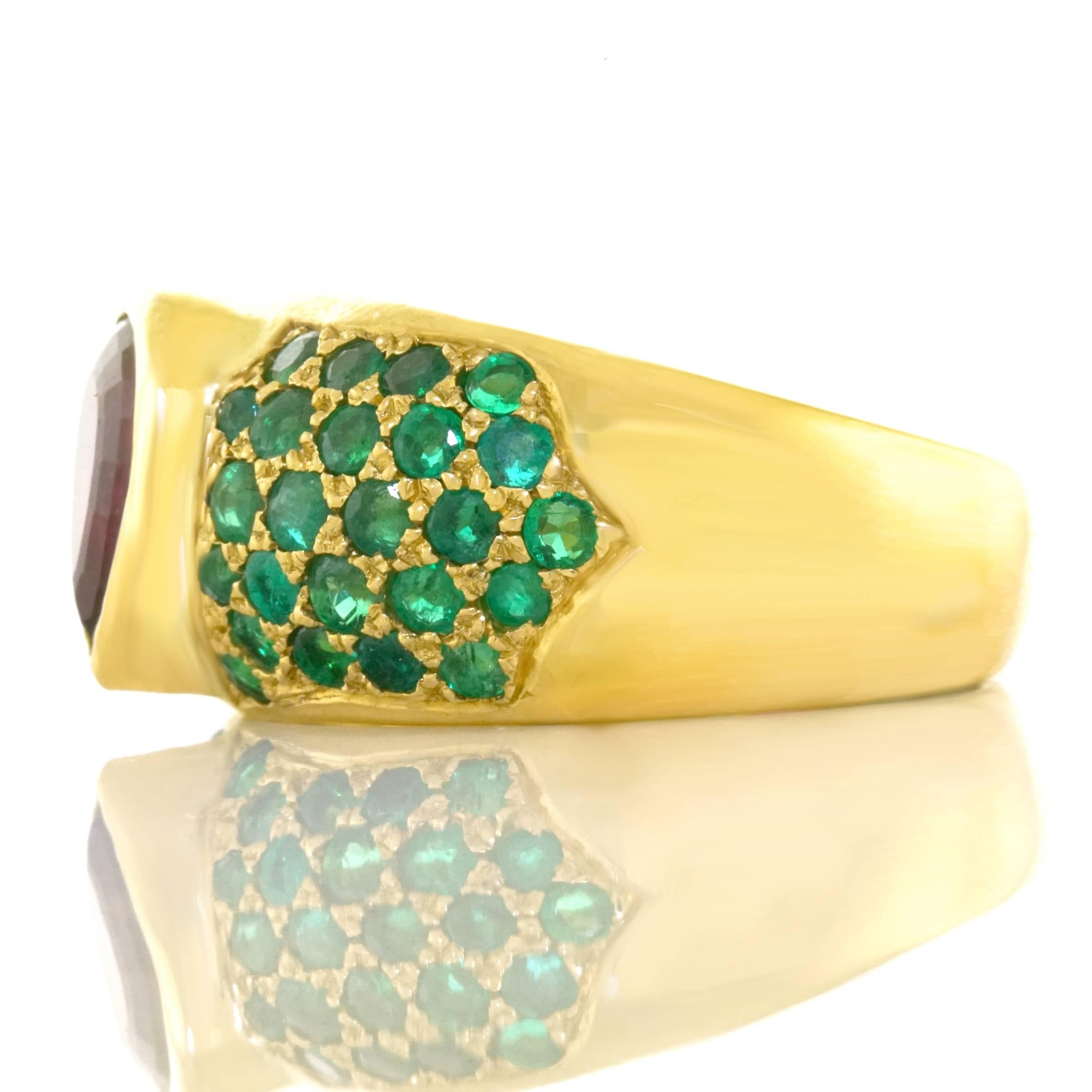 London Chic Tourmaline and Emerald Set Gold Ring 3