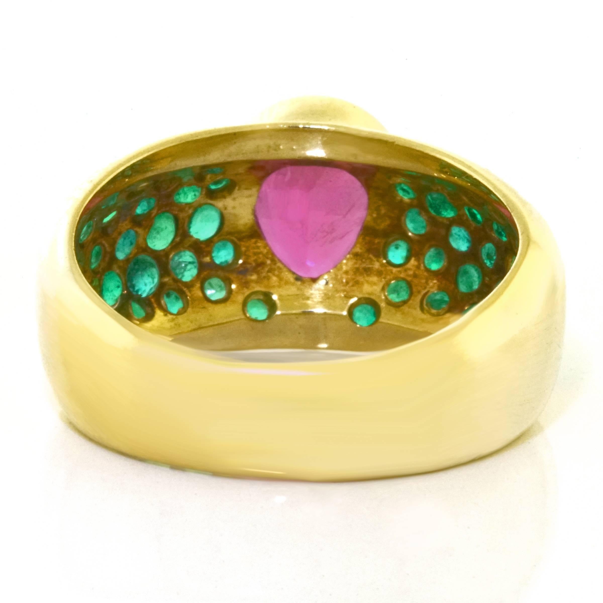 London Chic Tourmaline and Emerald Set Gold Ring 4