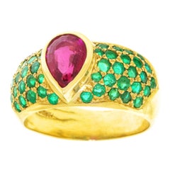 London Chic Tourmaline and Emerald Set Gold Ring