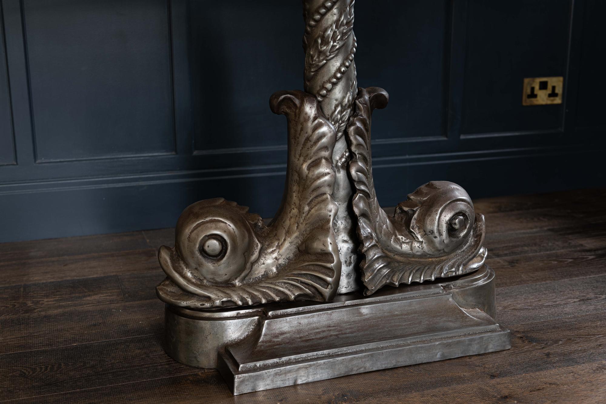 London Embankment Cast Iron Sturgeon Table with Rotating Glass Top, circa 1980s For Sale 7