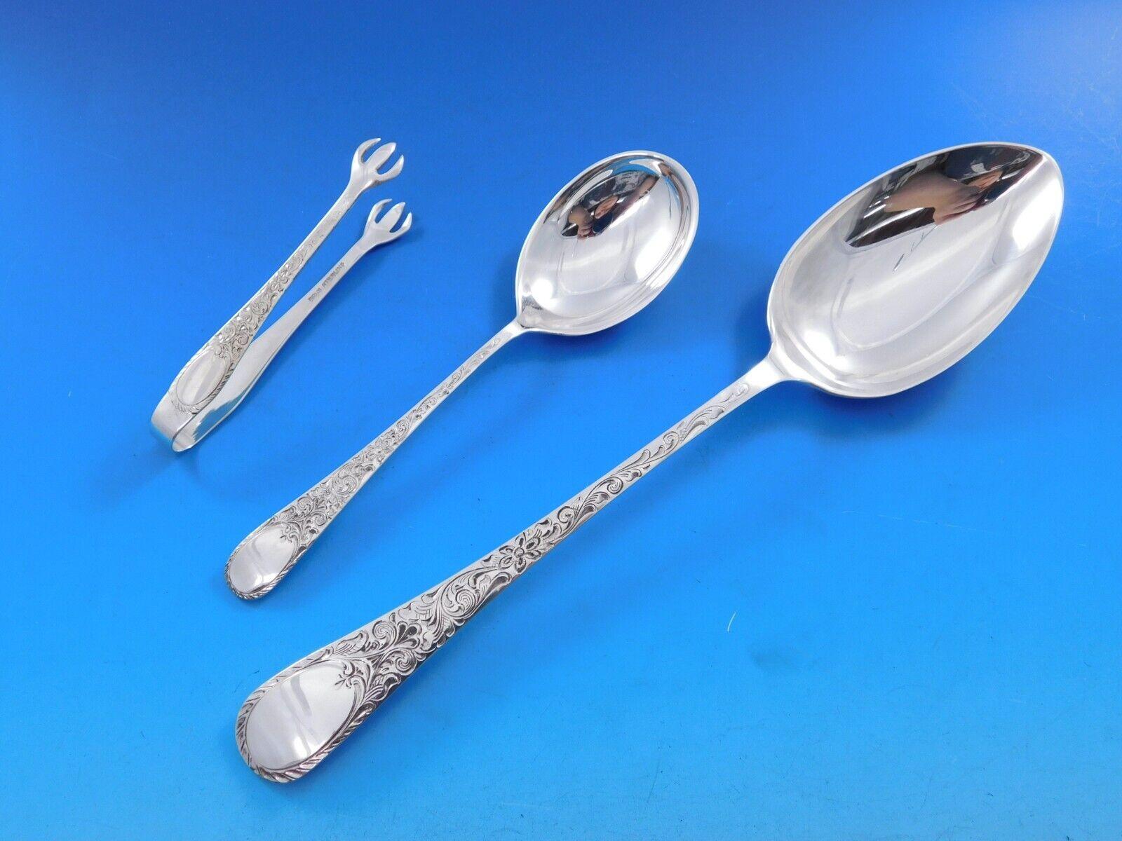 Set di posate in argento Sterling London Engraved by Birks per 12 persone Servizio 130 pezzi in vendita 3