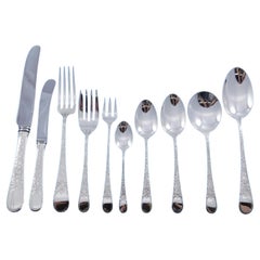 London Engraved by Birks Set de couverts en argent sterling pour 12 Service 133 pièces