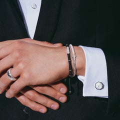London Eye Cufflinks And Studs Set in Rhodium Plated Silver with White Diamonds