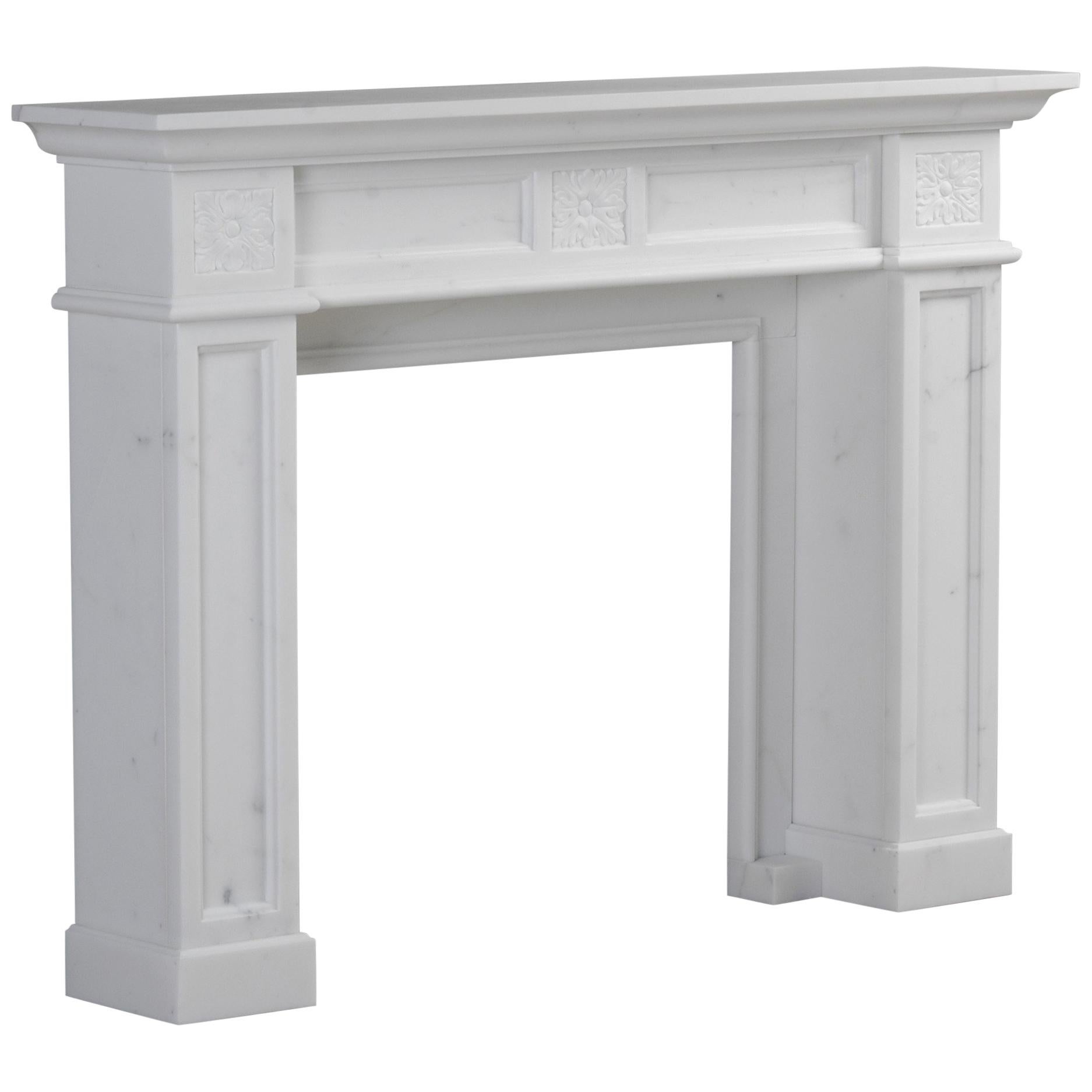 London Fireplace in Bianca Carrara Marble For Sale