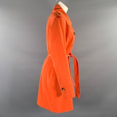LONDON FOG Size L Orange Polyester Double Breasted Trench Coat
