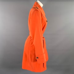 LONDON FOG Size L Orange Polyester Double Breasted Trench Coat