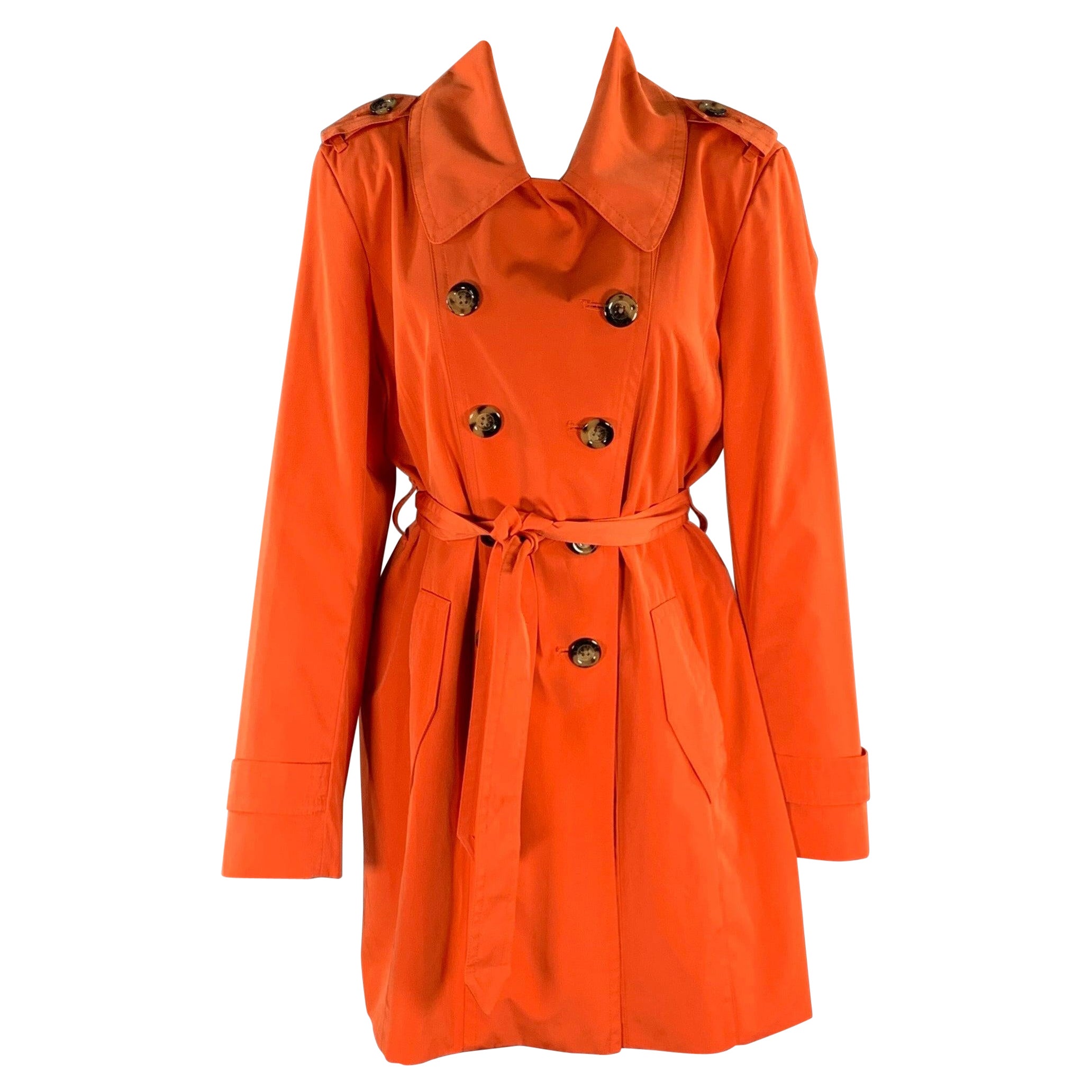 LONDON FOG Size L Orange Polyester Double Breasted Trench Coat For Sale