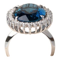 Bague Lady D de Londres  - Or massif 18 carats, diamants et topaze bleue de Londres