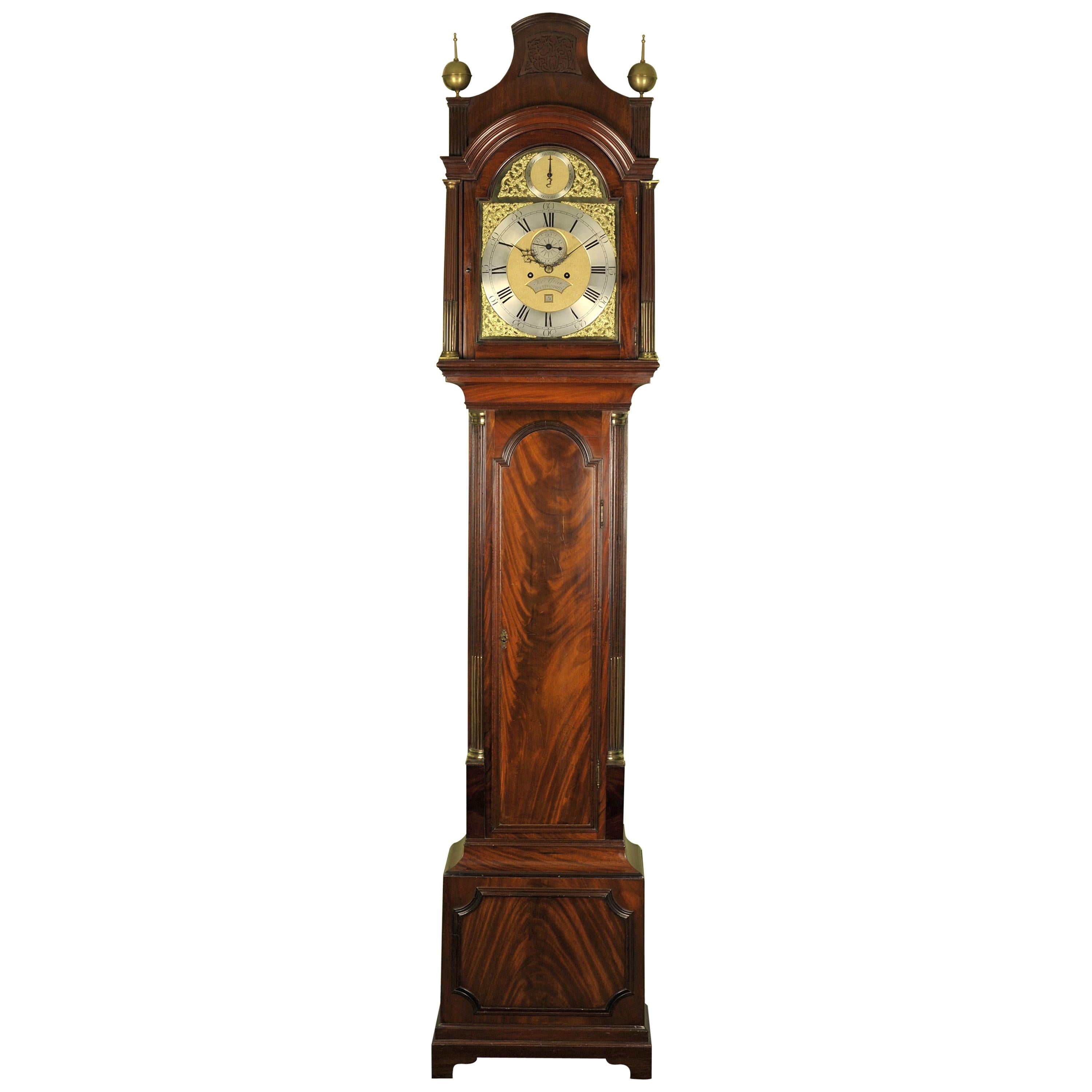 London Mahogany Pagoda Longcase Clock Grice of Wandsworth For Sale