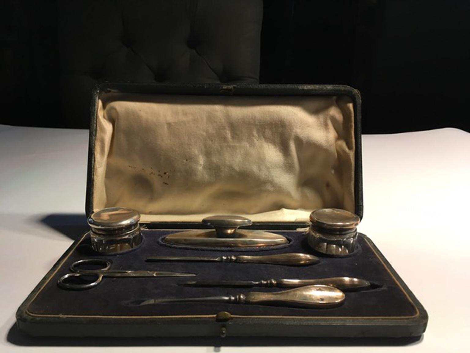 antique silver vanity set