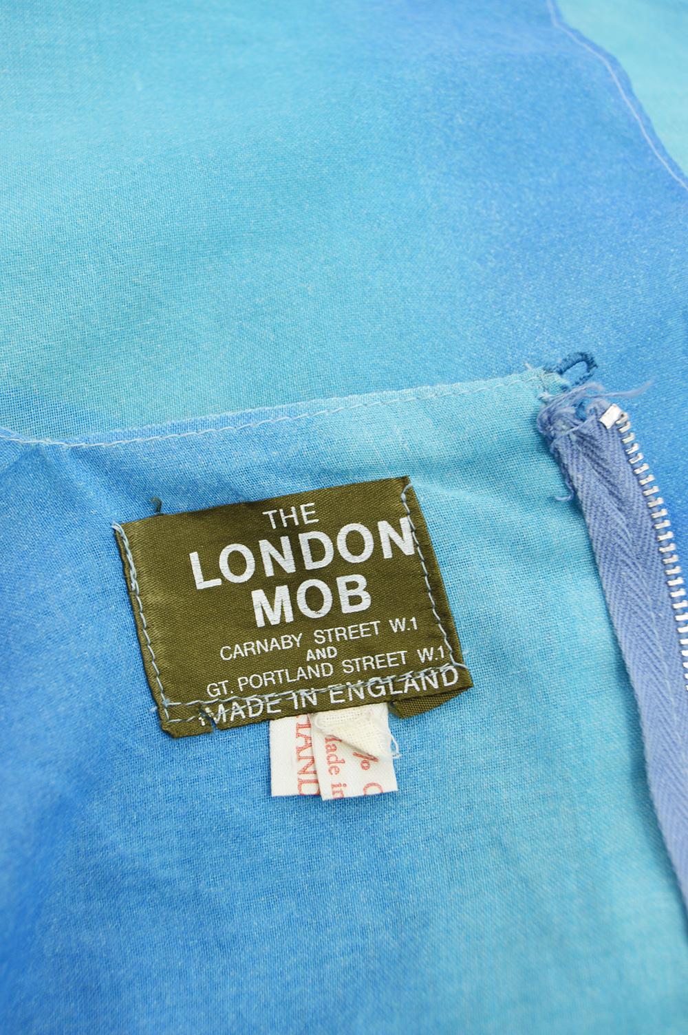 London Mob of Carnaby Street 1970s Blue Ombre Cotton Voile Vintage Maxi Dress 4