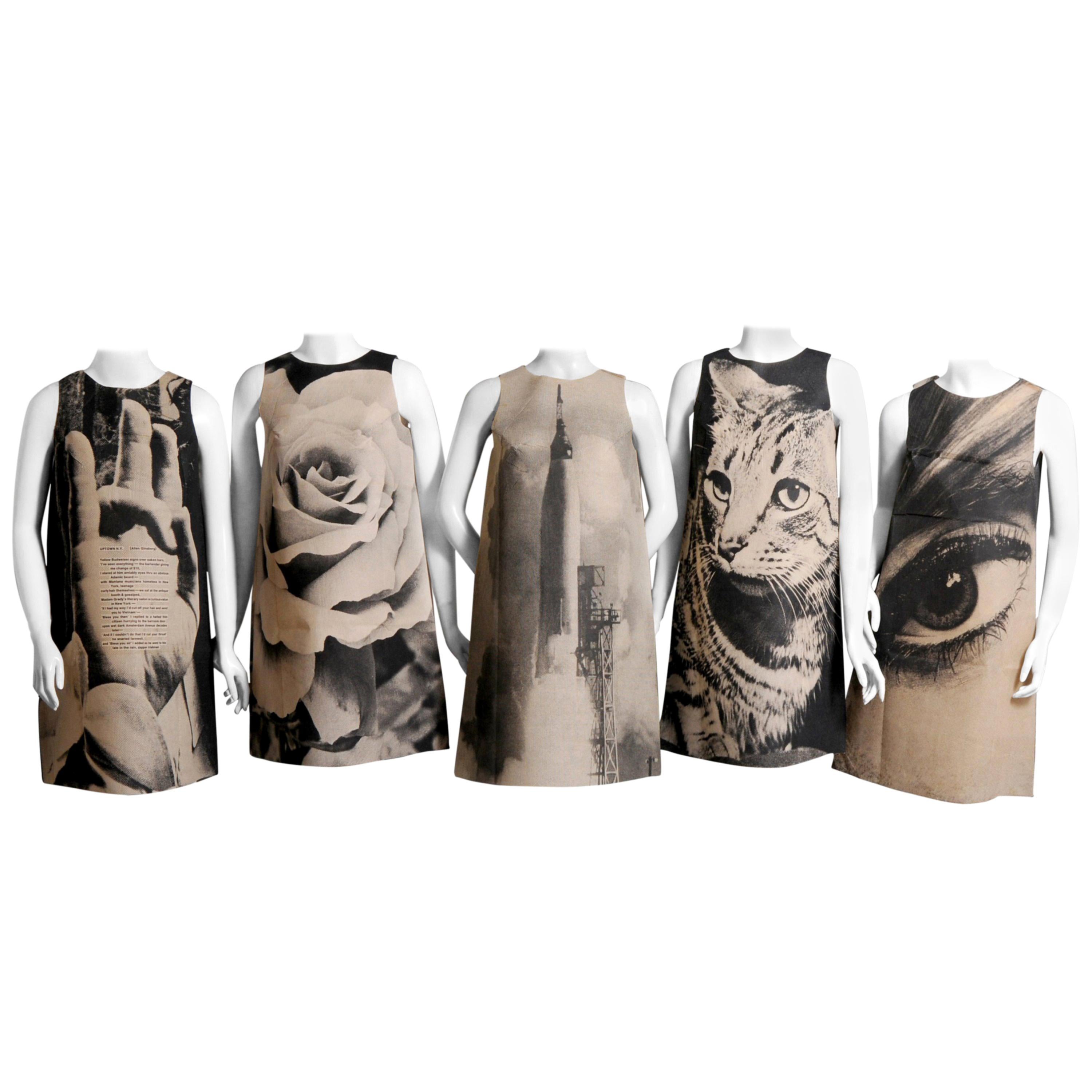 London Series 1st Edition Poster Dresses Framed Set of Five Paper Dresses For Sale