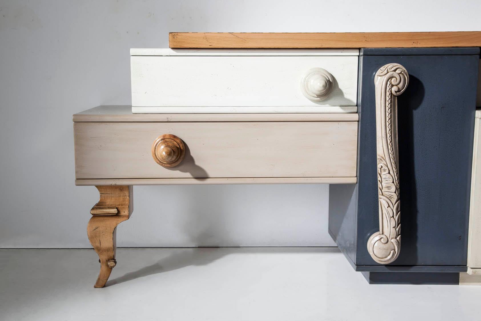 London Anrichte, drei Türen und drei Schubladen, von Lola Glamour (Holz) im Angebot