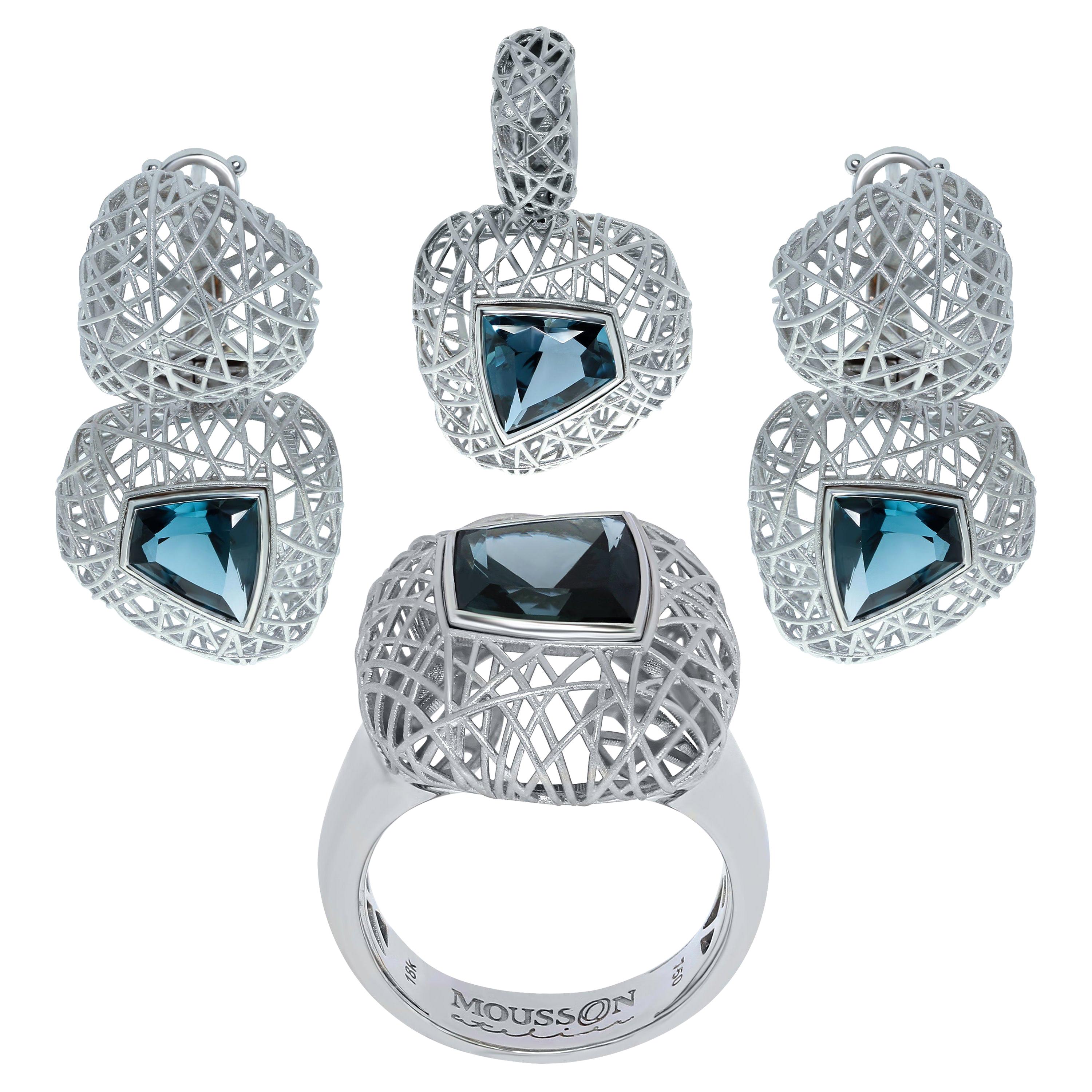 London Topaz 18 Karat White Gold Rolling Stone Suite