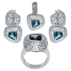 London Topaz 18 Karat White Gold Rolling Stone Suite