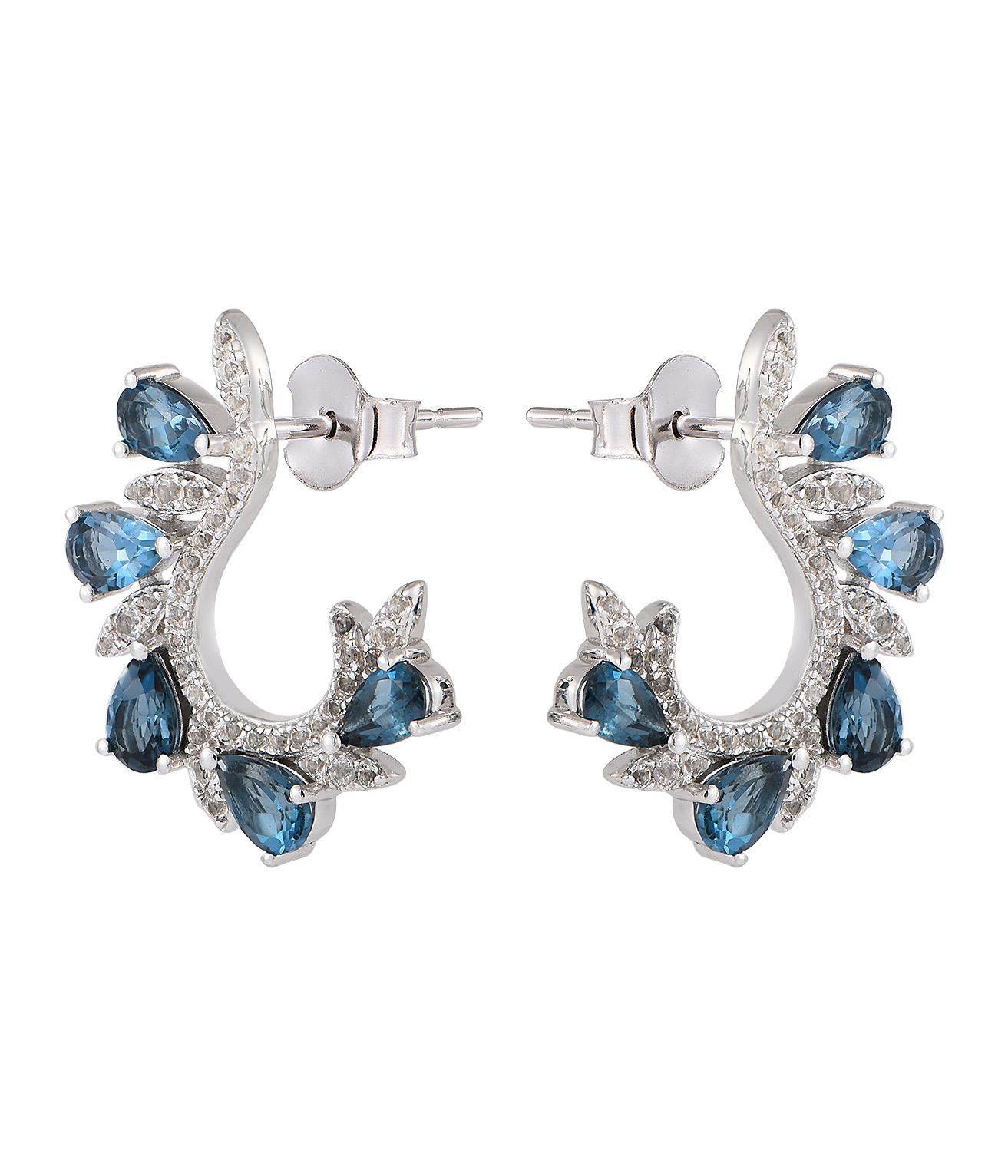 Women's or Men's London Topaz Earrings - Hoops For Sale