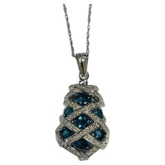 London topaz pendant necklace Bee Hive 18KT white gold necklace