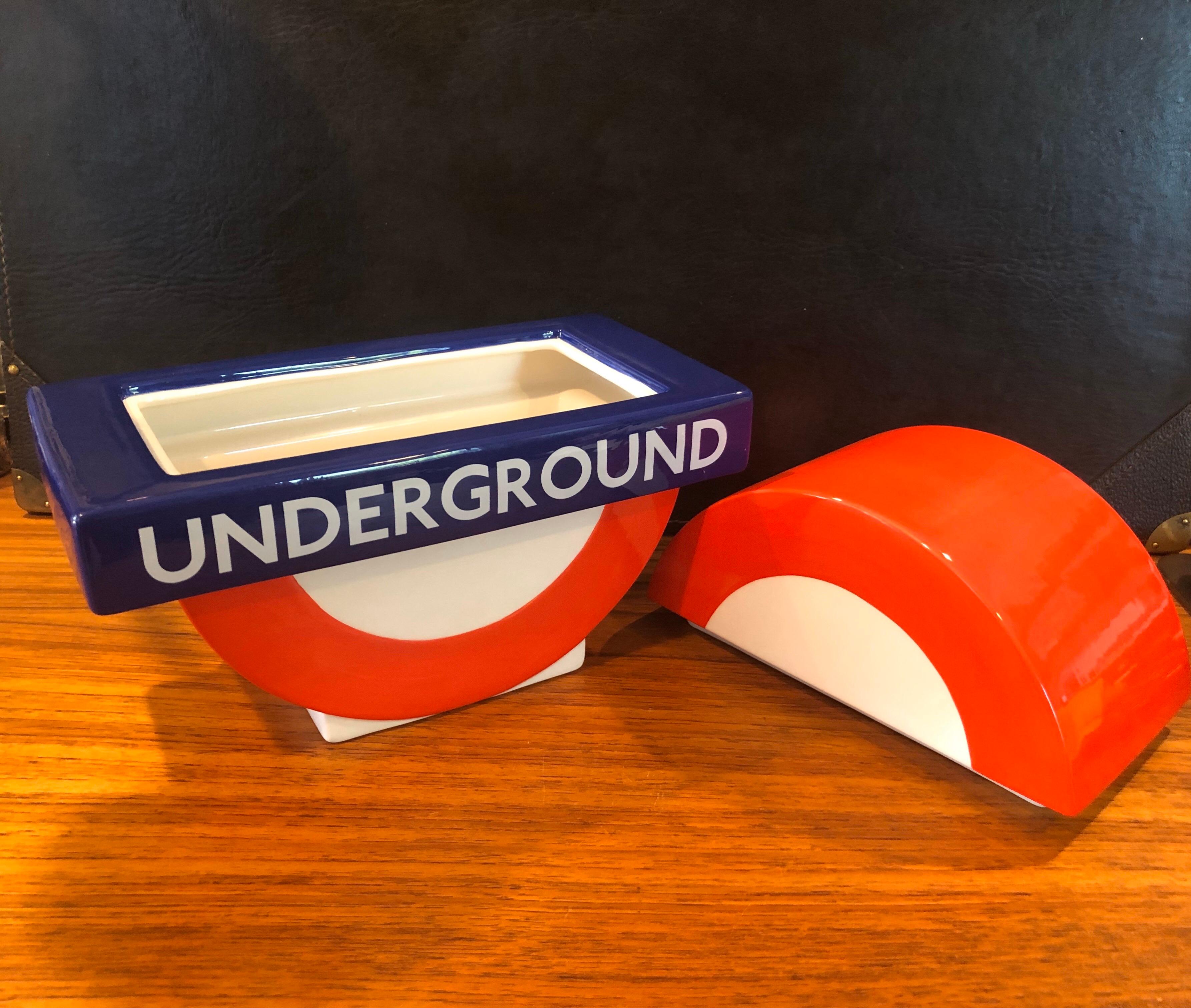 English London Underground / Tube / Subway Logo Ceramic Cookie Jar For Sale