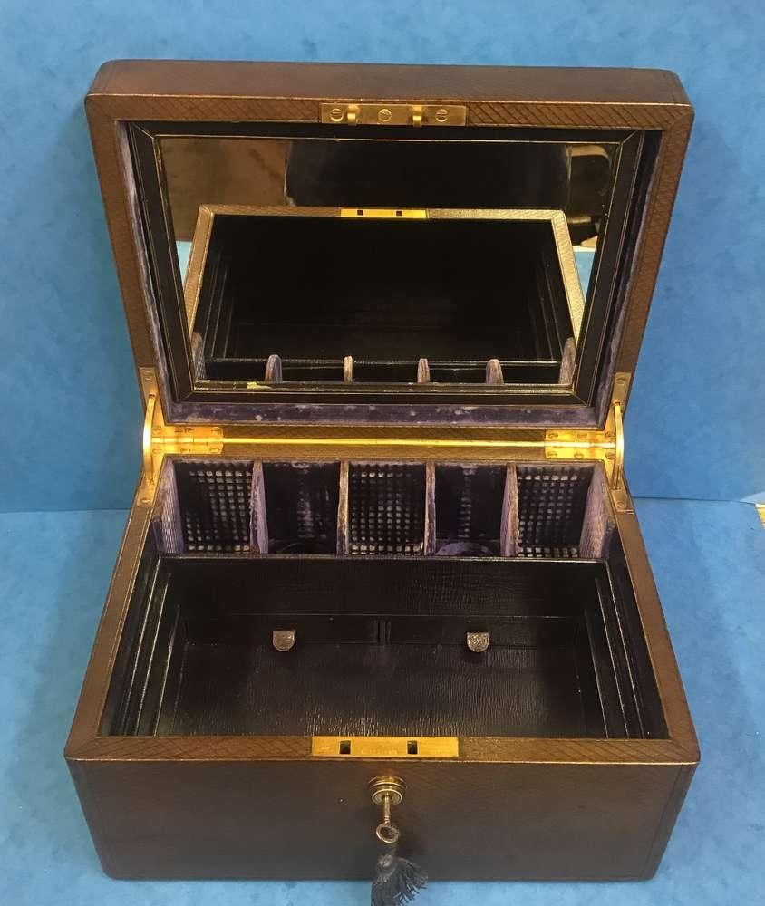 19th Century London Victorian 1863 Leather Vanity Box