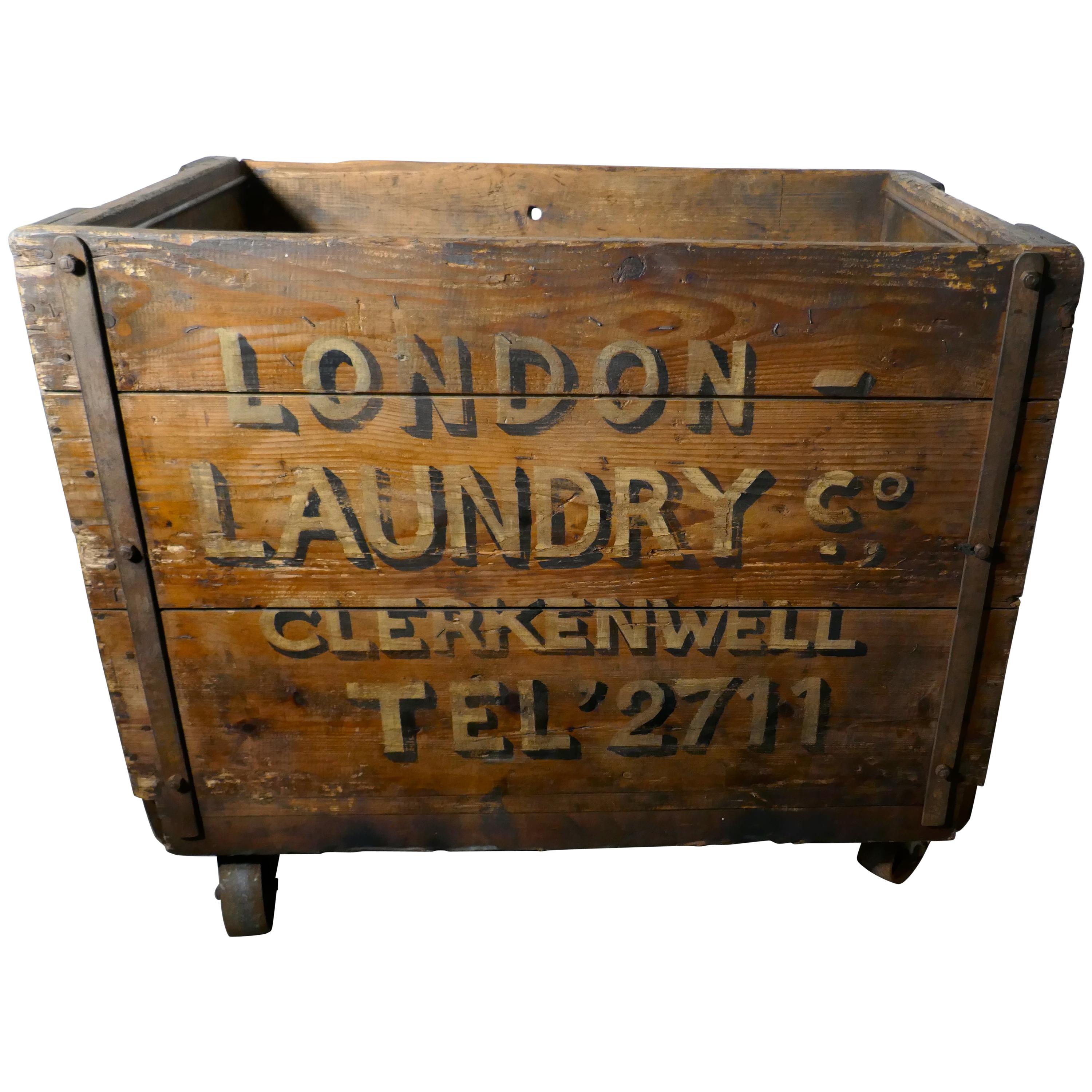 London Wooden Hotel Laundry Trolley Cart