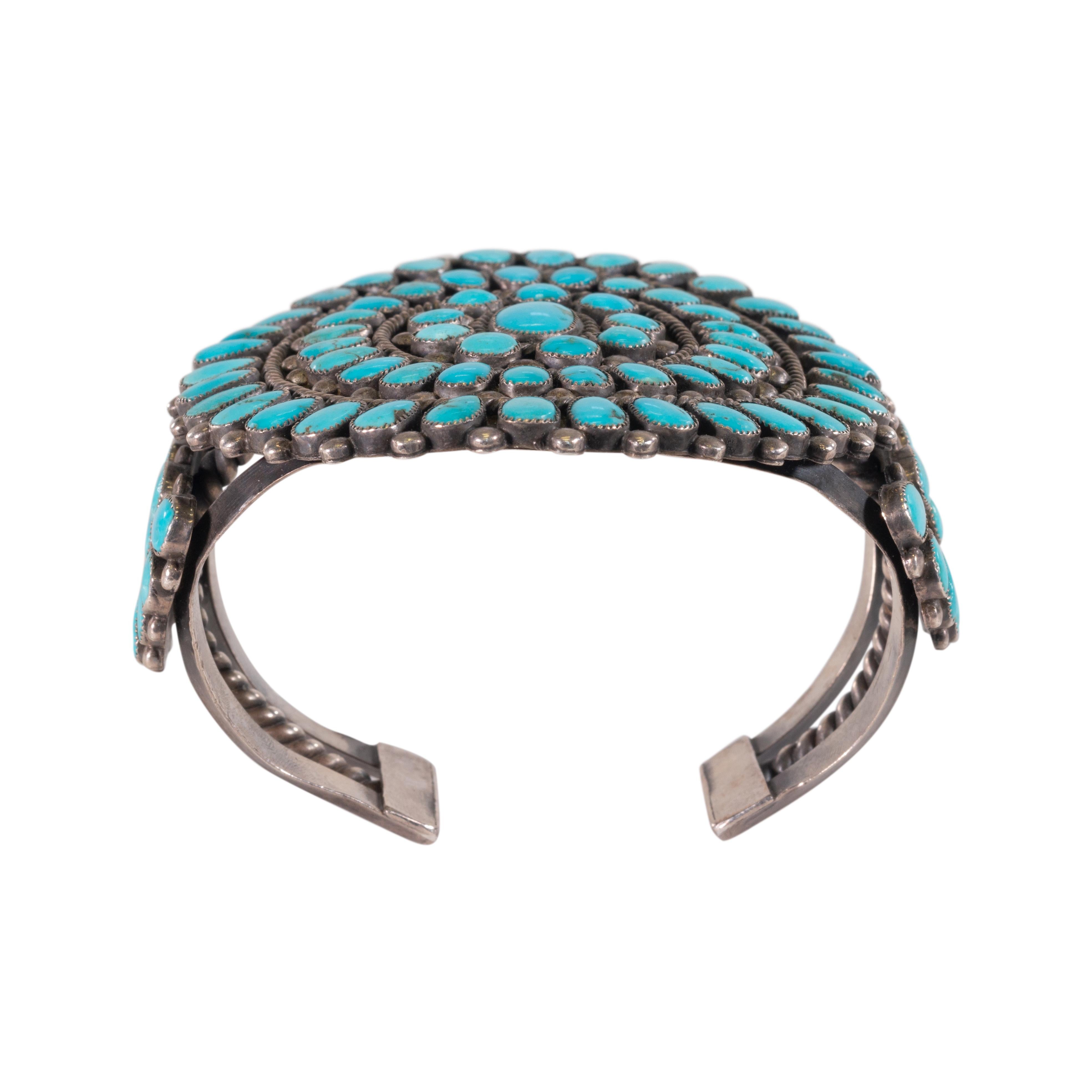 Taglio misto Bracciale a bracciale in turchese Lone Mountain Cluster in vendita