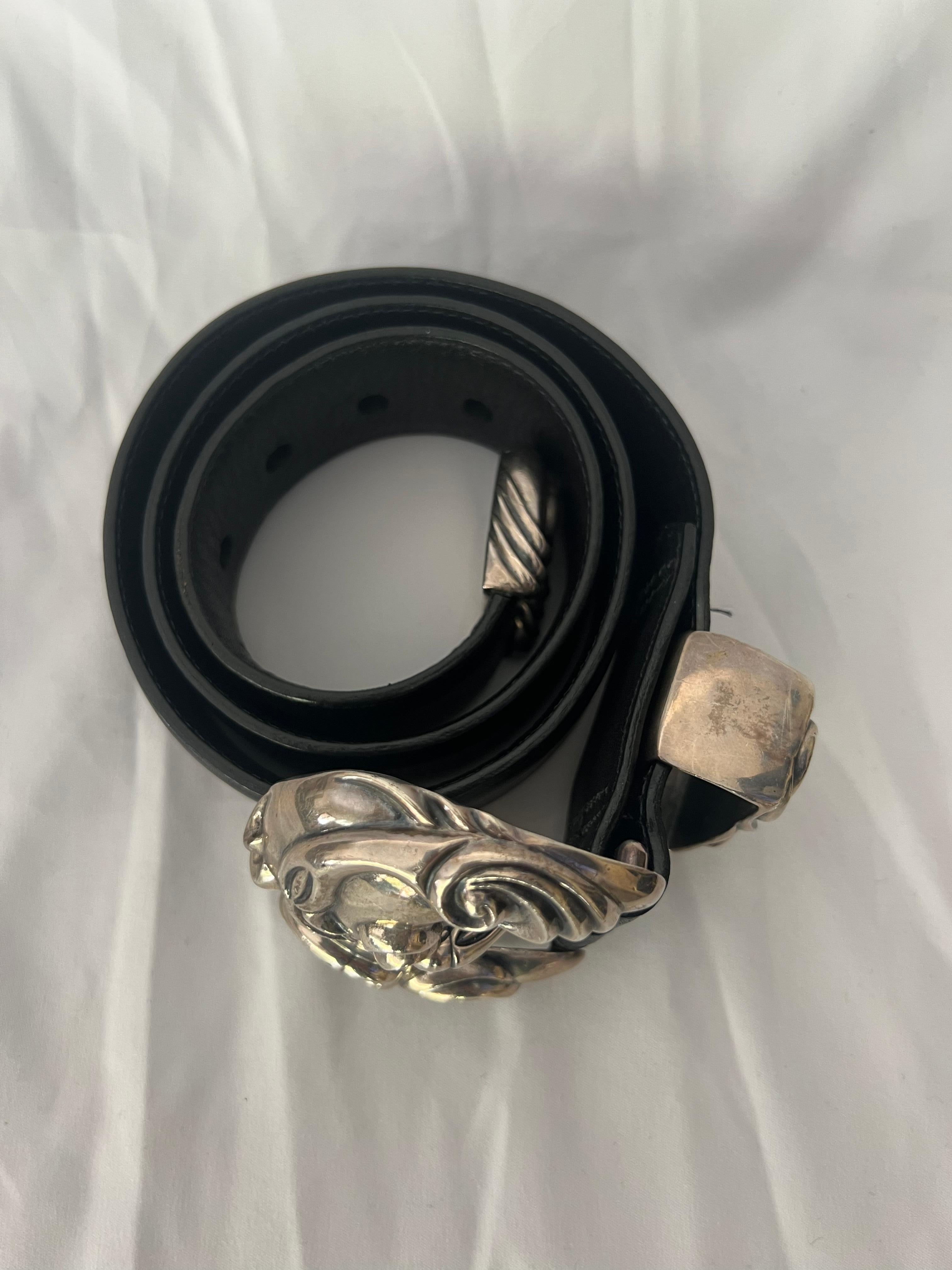 Lone One Silver and Leather Belt  3