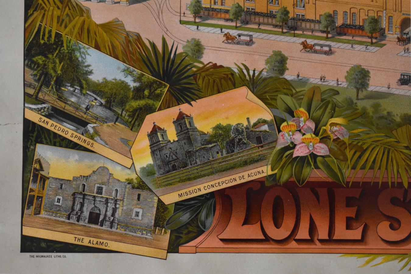 LONE STAR BEER BREWERY CHROMOLITHOGRAPH. DATED 1903 LARGE SAN ANTONIO TEXAS BEER 1