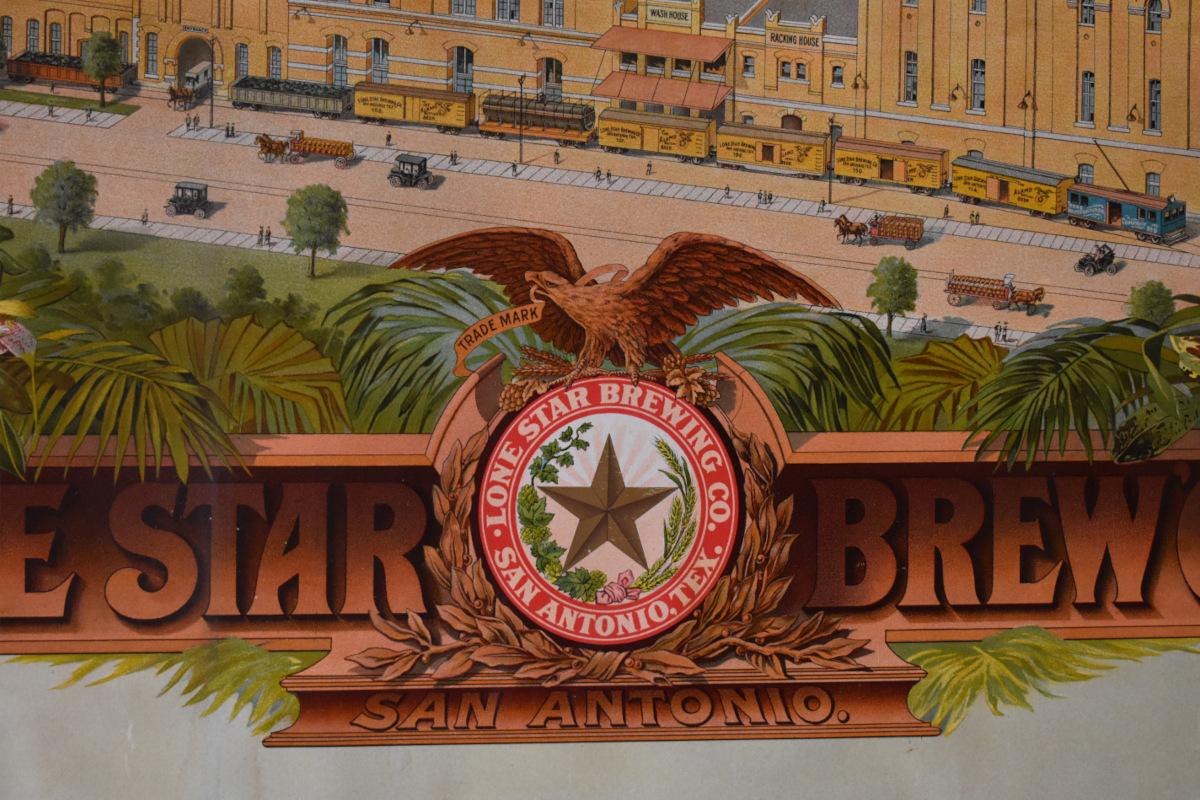 LONE STAR BEER BREWERY CHROMOLITHOGRAPH. DATED 1903 LARGE SAN ANTONIO TEXAS BEER 3