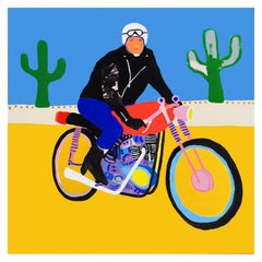 'Lone Wolf' Biker Portrait Painting by Alan Fears Pop Art