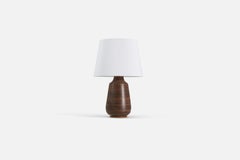 Lneberga Keramik, Tischlampe, braun glasiertes Steingut, Schweden, 1960er Jahre