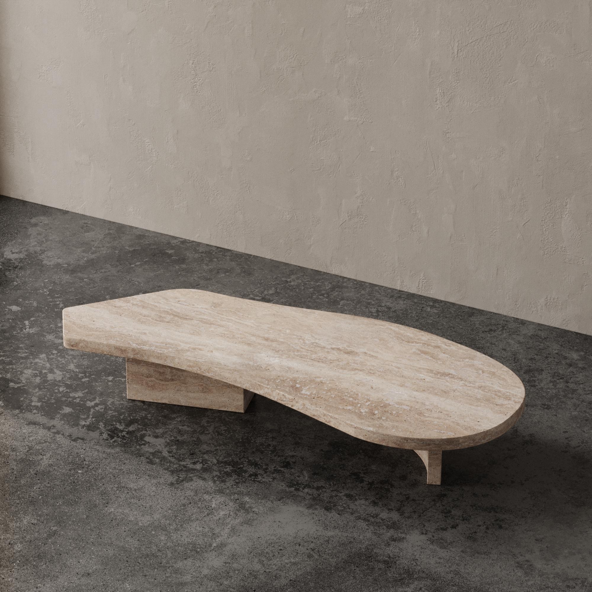 Post-Modern Lonely Table Travertino Noce by Madina Tsarikaeva For Sale