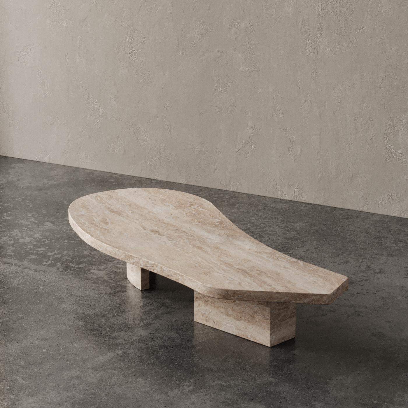 Lonely Table Travertino Noce by Madina Tsarikaeva In New Condition For Sale In Geneve, CH