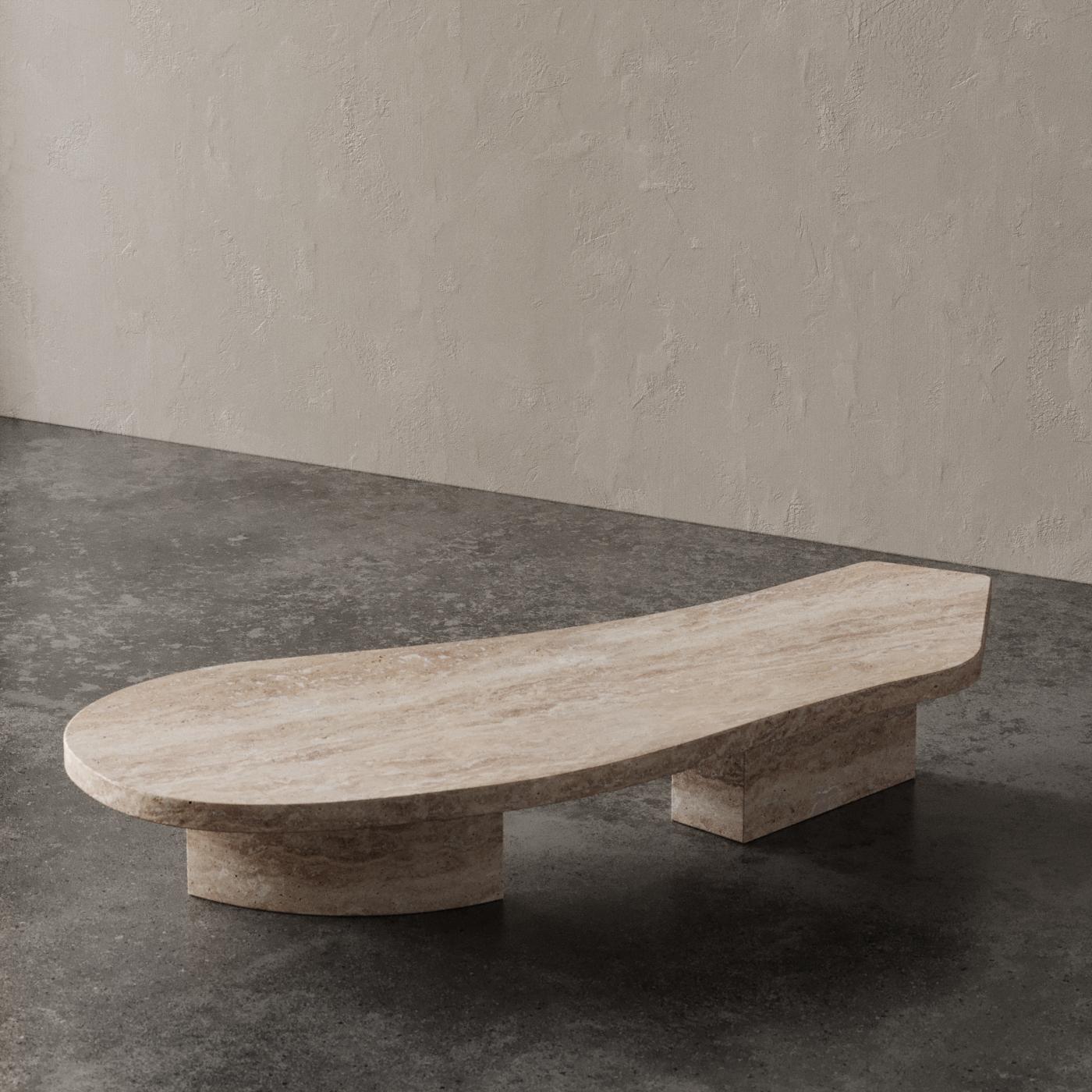 Contemporary Lonely Table Travertino Noce by Madina Tsarikaeva For Sale