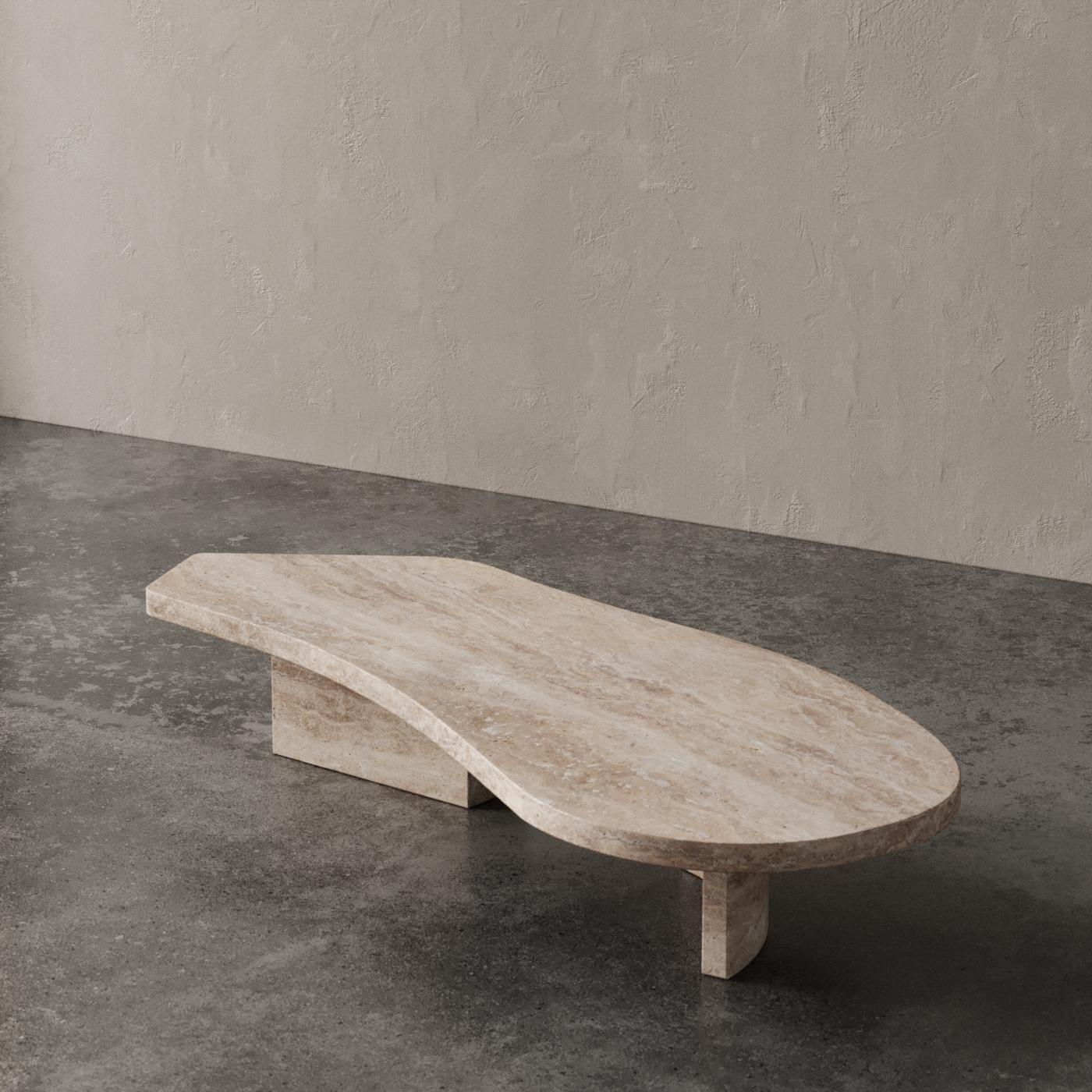 Travertine Lonely Table Travertino Noce by Madina Tsarikaeva For Sale