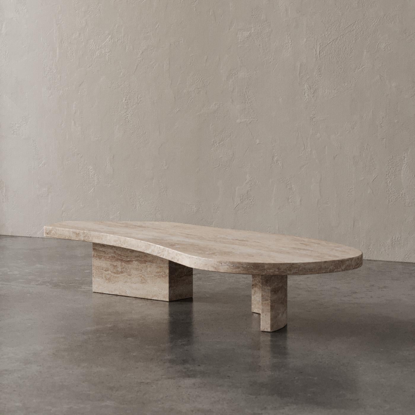 Lonely Table Travertino Noce by Madina Tsarikaeva For Sale 1