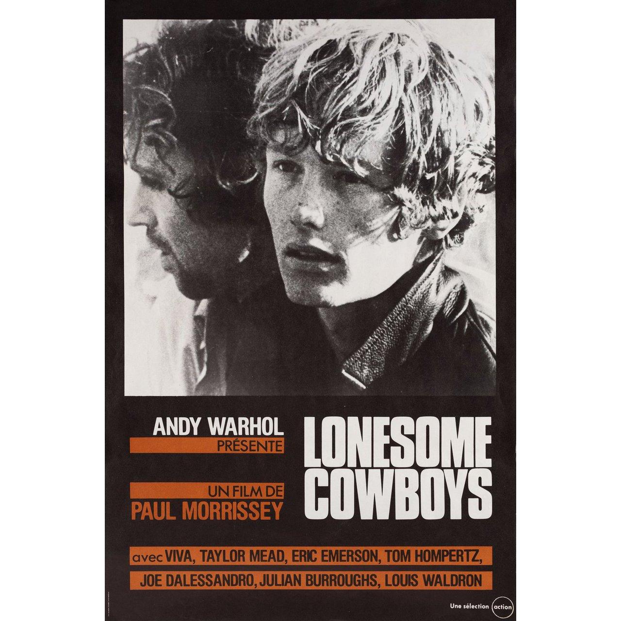 Original 1970s re-release French moyenne poster for the film Lonesome Cowboys directed by Andy Warhol / Paul Morrissey with Viva / Tom Hompertz / Louis Waldon / Eric Emerson. Very Good-Fine condition, rolled. Please note: the size is stated in