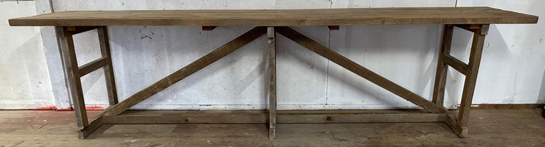 Long Industrial Country Style Work Table or Kitchen Island For Sale 3