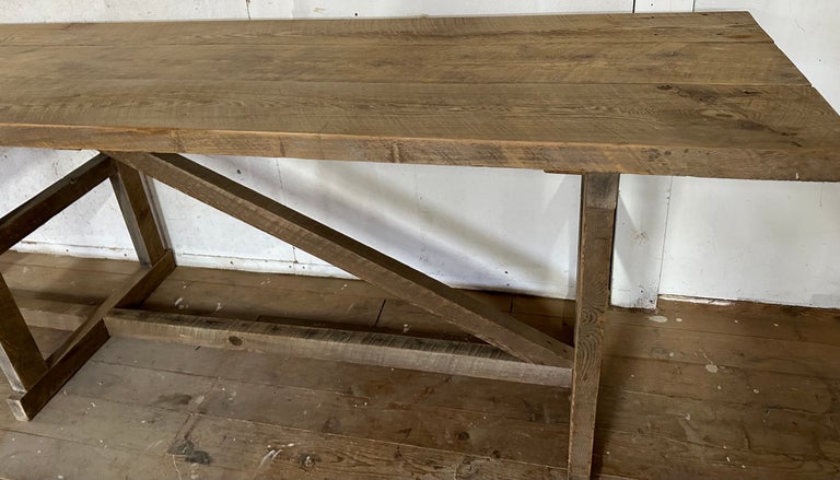 This Industrial work table will make a wonderful kitchen island, serving table or counter area. Use it in a modern or traditional setting, this table will add interest and character to any room. 
Country style, country worktable, baker's