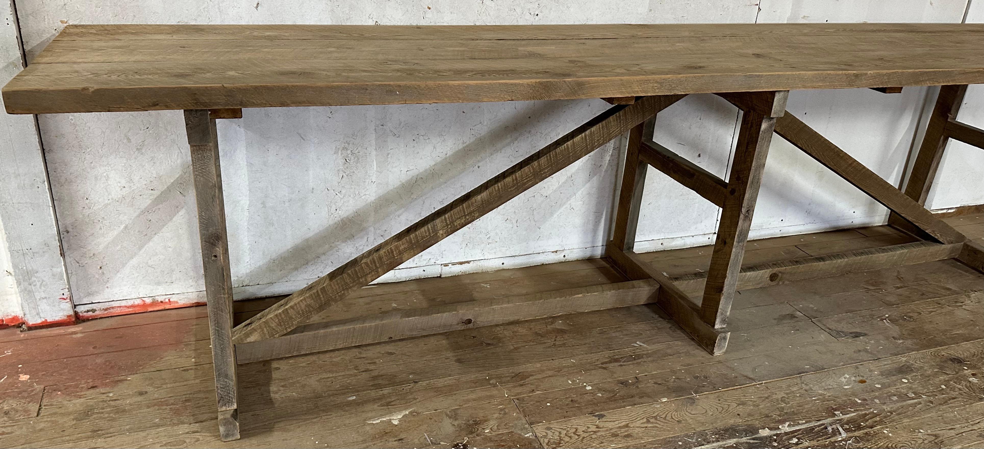 20th Century Long Industrial Country Style Work Table or Kitchen Island