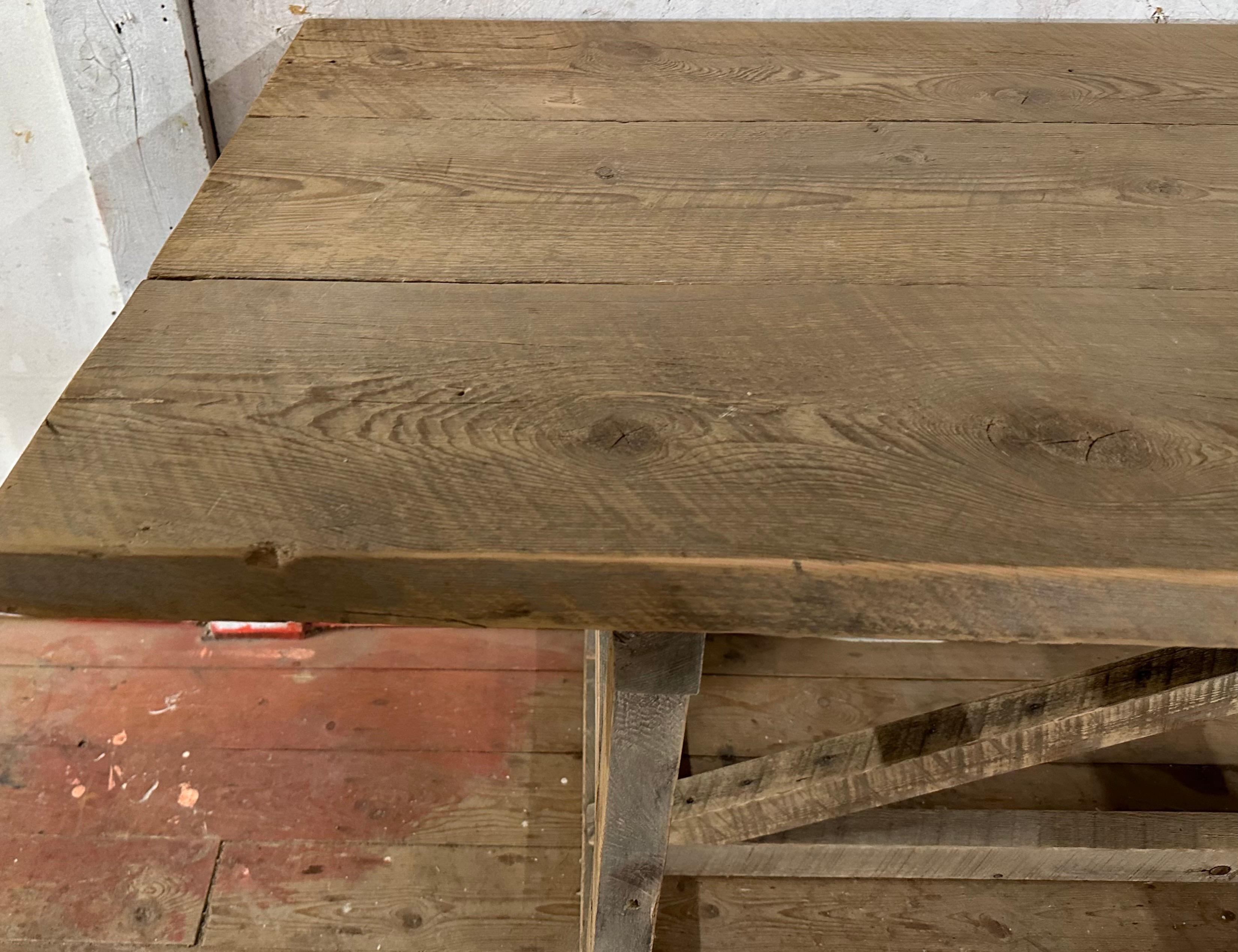 Wood Long Industrial Country Style Work Table or Kitchen Island